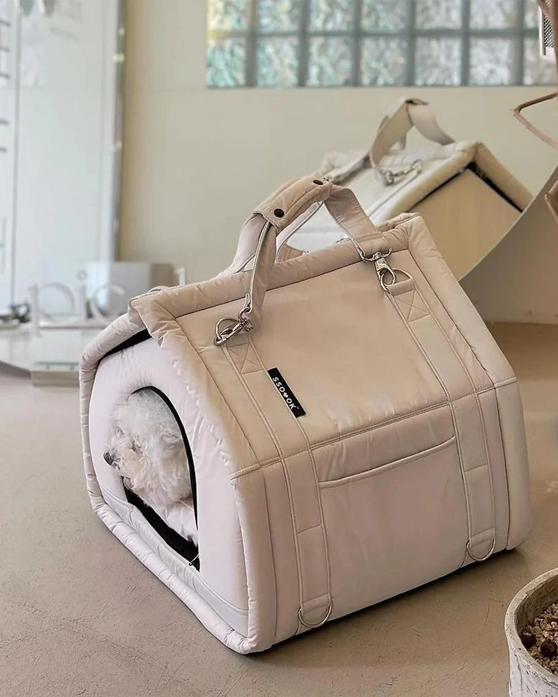 SSOOOK 2-In-1 Pet Bed W/ Handles In Black Or Beige 2 SSOOOK 2-In-1 Pet Bed W/ Handles In Black Or Beige - Image 2