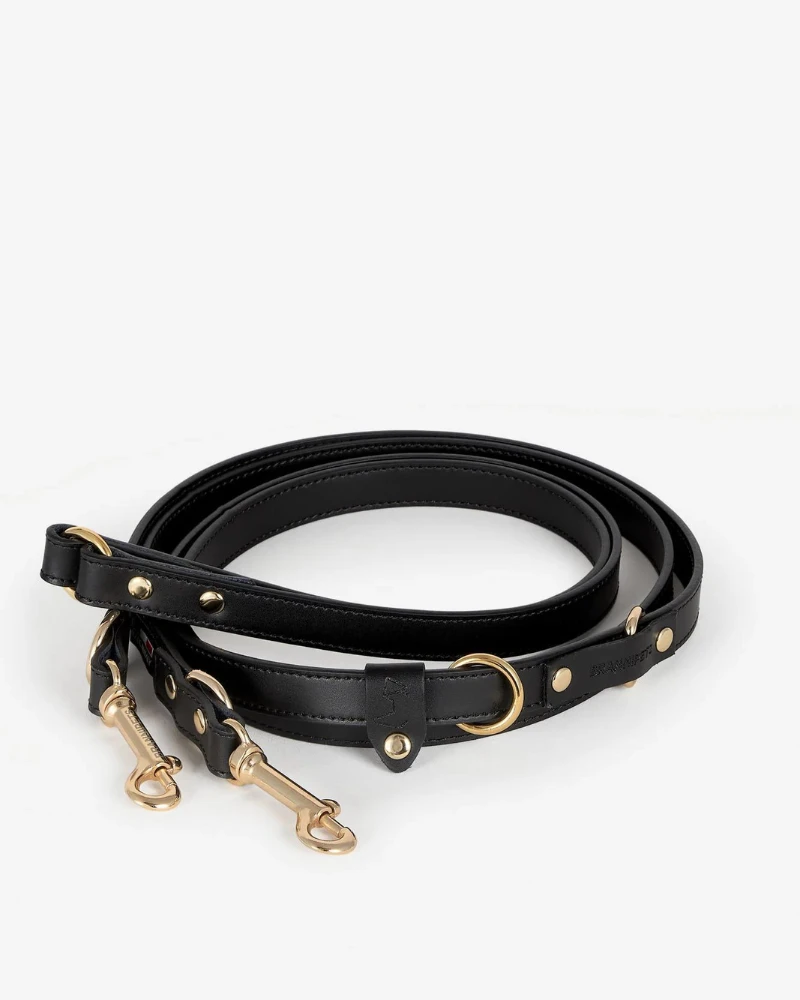 BRANNI Black Nara Hands-Free Leather Dog Leash With Brass Hardware (Made In Italy) 2 BRANNI Black Nara Hands-Free Leather Dog Leash With Brass Hardware (Made In Italy) - Image 2