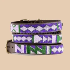 THE KENYAN COLLECTION Yesterday Today Tomorrow Beaded Leather Dog Collar (FINAL SALE)
