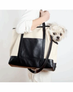 LECUONA X DOG & CO. Black Leather & Natural Canvas Luxe Dog Carrier <br>(Made In Mexico)<br>(Dog & Co. Exclusive) -Pet Sale Shop 10 eee48cd5 dbac 428f a792 97e4997fc153
