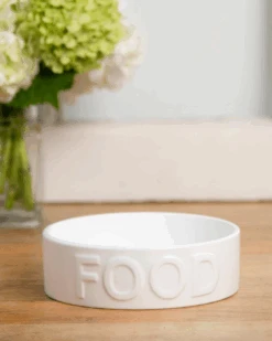 PARK LIFE DESIGNS Classic Food Ceramic Pet Bowl In White