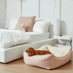 BOWSER'S PET PRODUCTS Scoop Bed In Blush & Ivory Sheepskin (Direct-Ship)