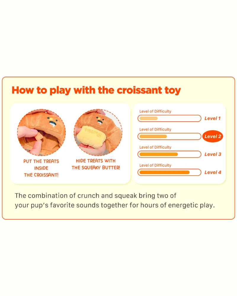 BITE ME Buttered Croissant Nosework Dog Toy 6 BITE ME Buttered Croissant Nosework Dog Toy - Image 6
