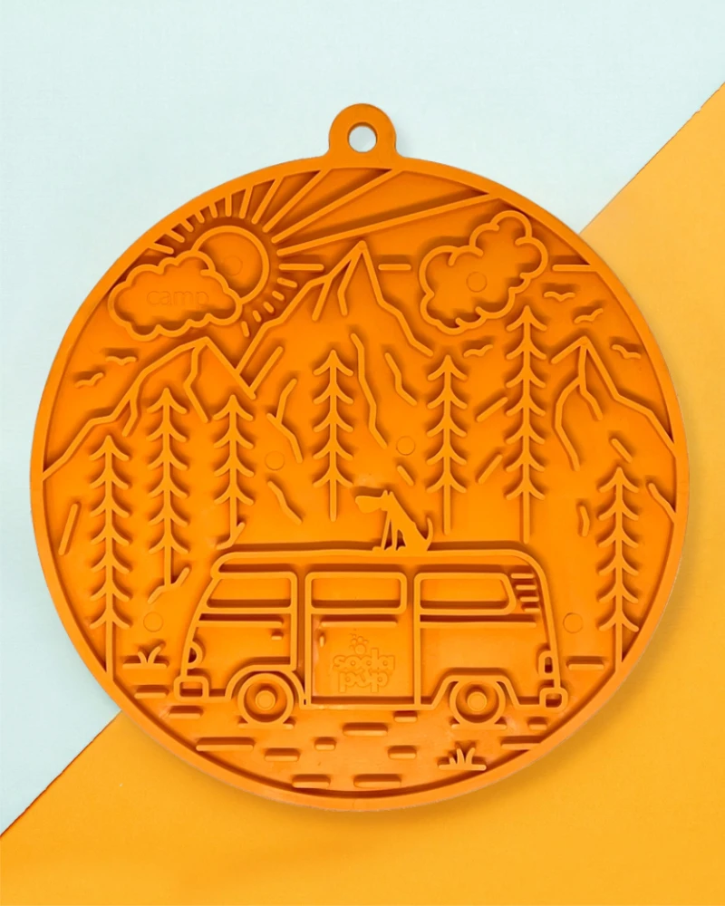 SODA PUP Camp Enrichment Lick Mat With Suction Cups (Made In The USA) 1 SODA PUP Camp Enrichment Lick Mat With Suction Cups (Made In The USA)