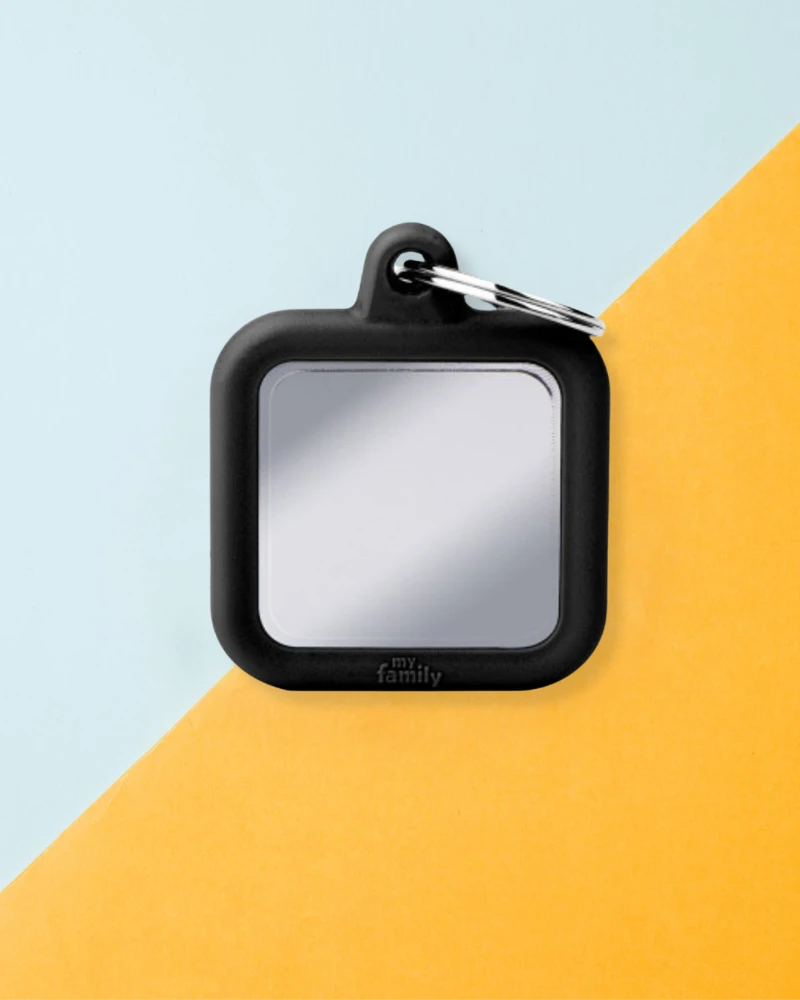 MY FAMILY Hushtag Chrome Plated Brass Square Custom Pet ID Tag 1 MY FAMILY Hushtag Chrome Plated Brass Square Custom Pet ID Tag