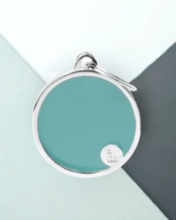 MY FAMILY Handmade Circle Tag In Mint Custom Pet ID Tag