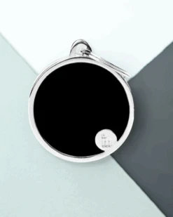 MY FAMILY Handmade Circle Tag In Jet Black Custom Pet ID Tag