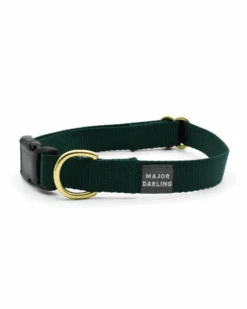 MAJOR DARLING Side-Release Buckle Dog Collar In Evergreen (Made In The USA)
