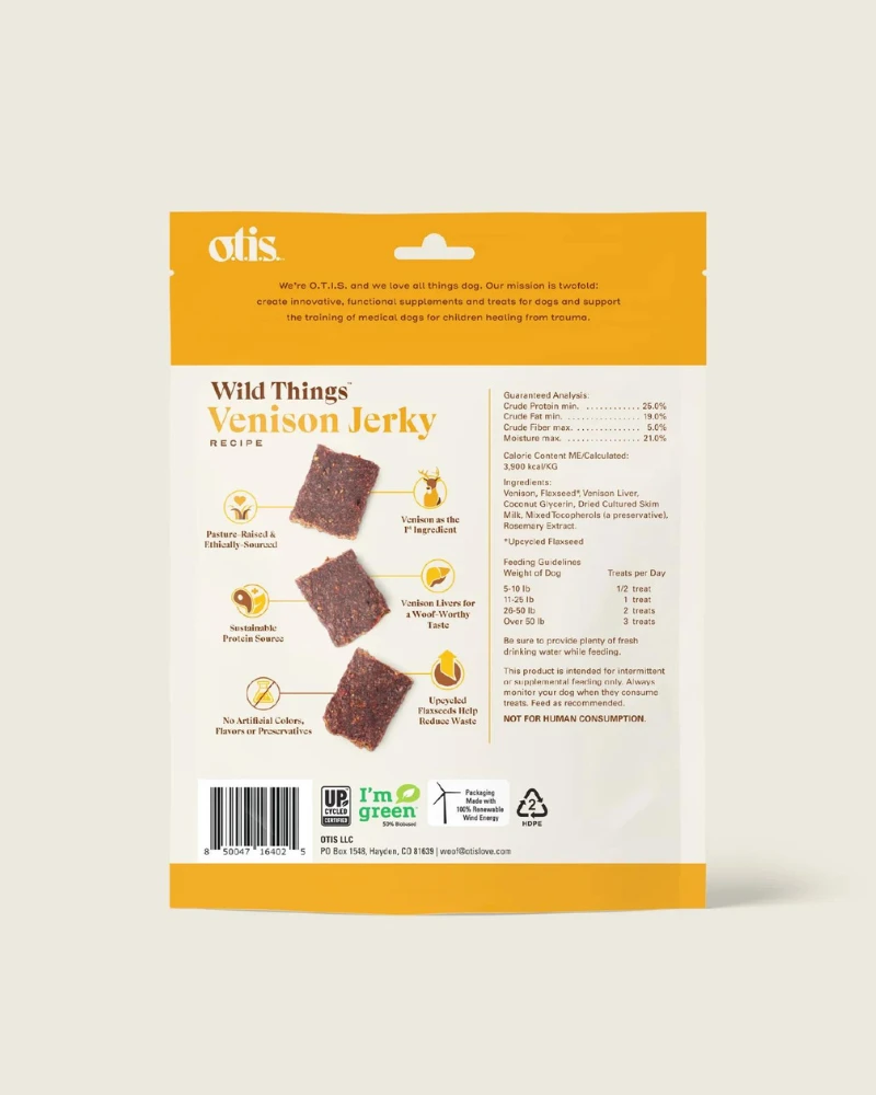 O.T.I.S. Wild Things Venison Jerky Dog Treat 2 O.T.I.S. Wild Things Venison Jerky Dog Treat - Image 2