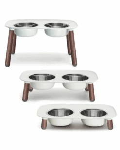 MESSY MUTTS Elevated Double Feeder Bowls W/ Adjustable Stand