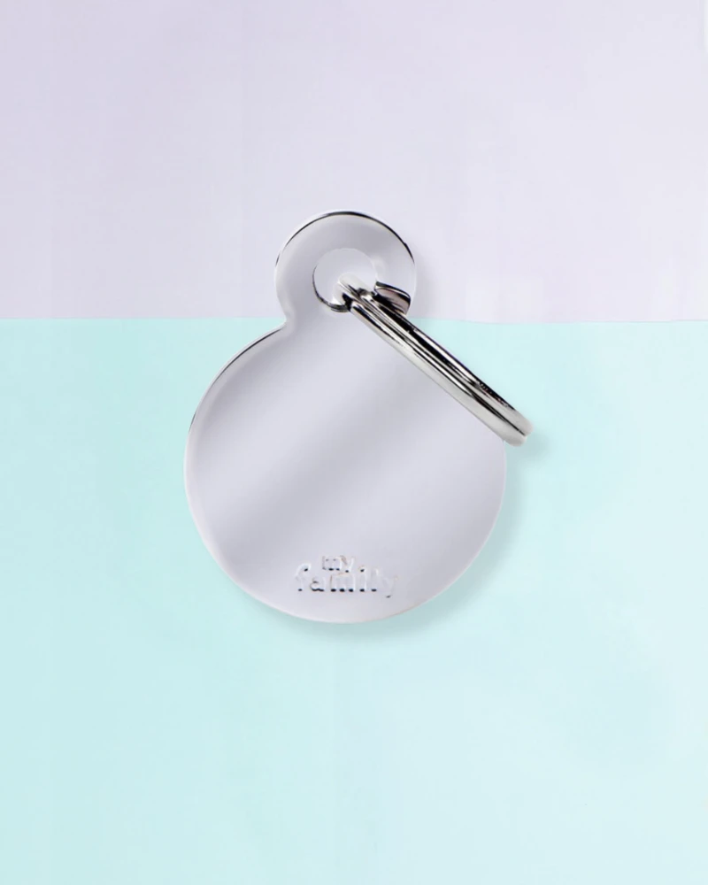 MY FAMILY Chic Circle Chrome Custom Pet ID Tag 1 MY FAMILY Chic Circle Chrome Custom Pet ID Tag