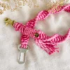 EMBER & IVORY Macrame Seat Belt Dog Restraint In Hot Pink (Made In The USA)