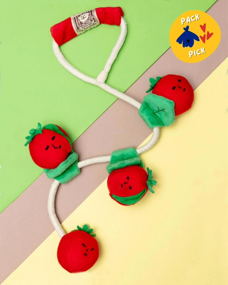 THE FURRYFOLKS Cherry Tomato Nose Work & Tug Dog Toy 1 THE FURRYFOLKS Cherry Tomato Nose Work & Tug Dog Toy