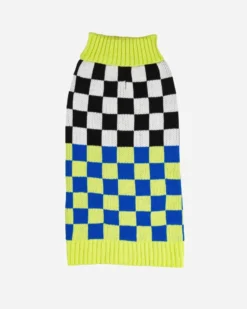 VERLOOP Checkerboard Dog Sweater In Lime & Cobalt (FINAL SALE) -Pet Sale Shop 4 5112e972 2620 452c 99f5 829f5b4624ed