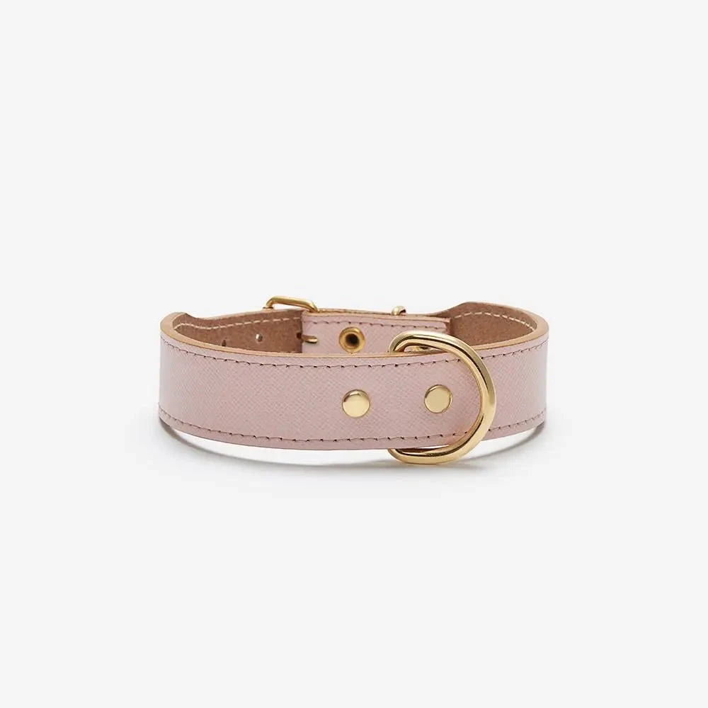BRANNI Moni Dog Collar In Blush Pink Leather (Made In Italy) (FINAL SALE) 3 BRANNI Moni Dog Collar In Blush Pink Leather (Made In Italy) (FINAL SALE) - Image 3