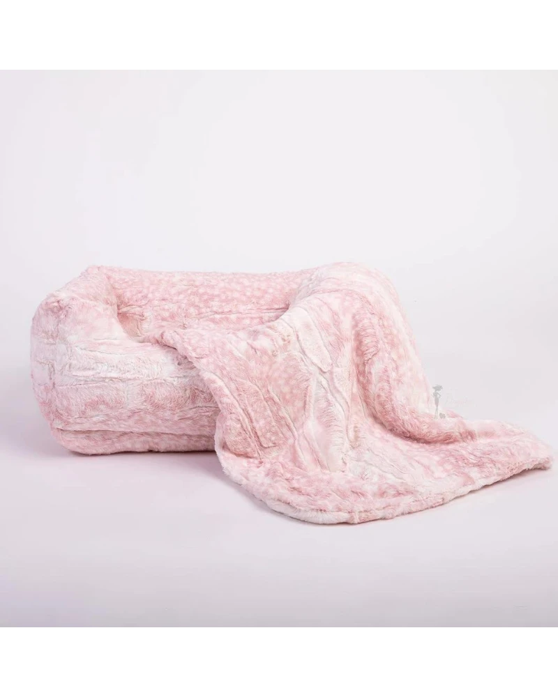 HELLO DOGGIE Cashmere Collection Faux-Fur Dog Bed In Pink Fawn (Custom/Direct-Ship) (Made In The USA) 1 HELLO DOGGIE Cashmere Collection Faux-Fur Dog Bed In Pink Fawn (Custom/Direct-Ship) (Made In The USA)