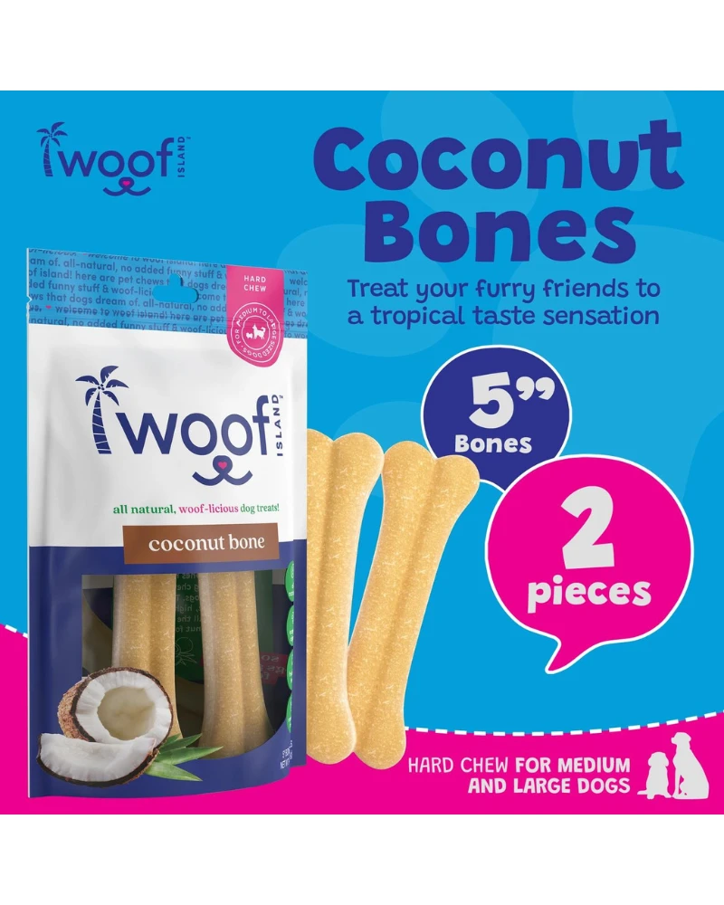 WOOF ISLAND All Natural Coconut Dog Bone Treat (2-Pack) 7 WOOF ISLAND All Natural Coconut Dog Bone Treat (2-Pack) - Image 7