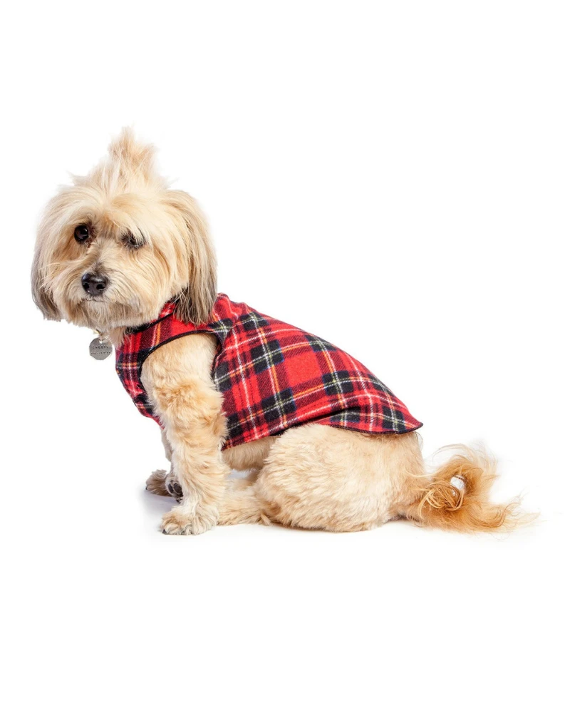 GOLD PAW Stretch Fleece In Red Tartan Plaid (Made In The USA) 1 GOLD PAW Stretch Fleece In Red Tartan Plaid (Made In The USA)