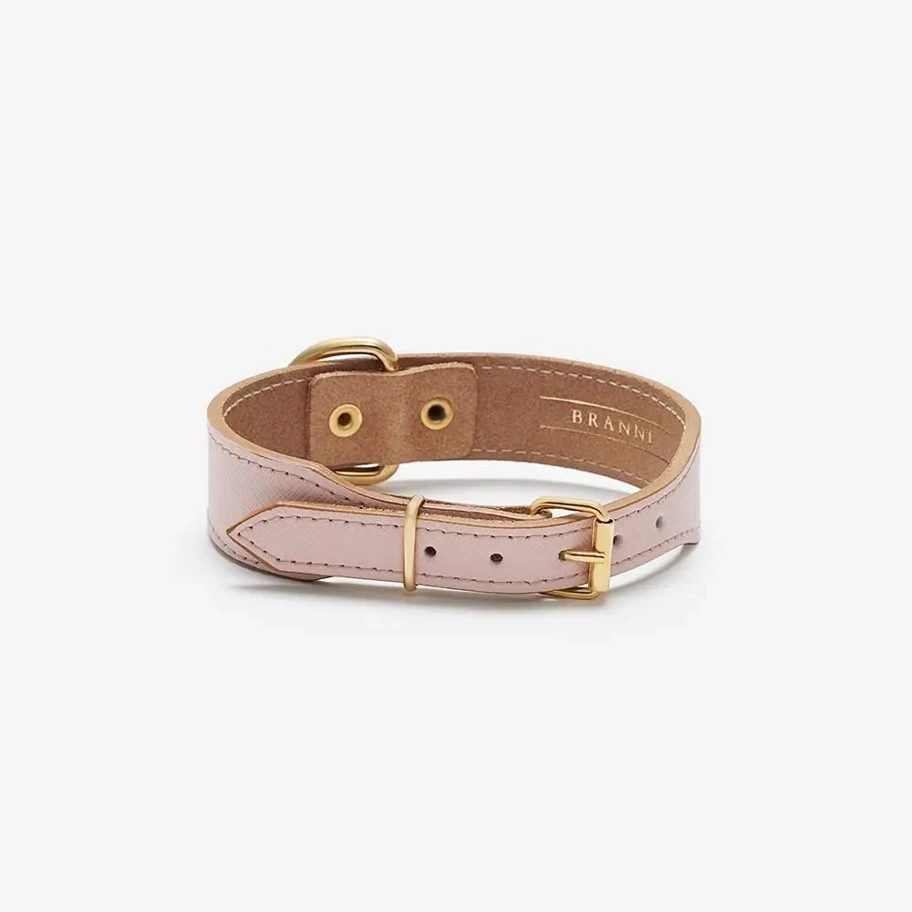 BRANNI Moni Dog Collar In Blush Pink Leather (Made In Italy) (FINAL SALE) 2 BRANNI Moni Dog Collar In Blush Pink Leather (Made In Italy) (FINAL SALE) - Image 2