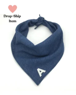 THRIFT DOG Custom Initial Bandana In Dark Denim (Drop-Ship) 14 THRIFT DOG Custom Initial Bandana In Dark Denim (Drop-Ship) -Pet Sale Shop 8