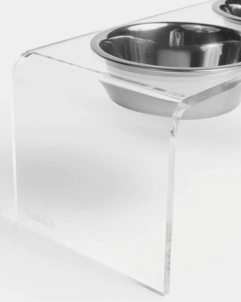 HIDDIN Clear Lucite Double Bowl Pet Feeder (Made In The USA) (Direct-Ship) 7 HIDDIN Clear Lucite Double Bowl Pet Feeder (Made In The USA) (Direct-Ship) - Image 7