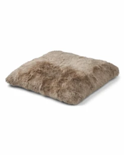 NATURES COLLECTION Double-Sided Longwool Sheepskin Cushion Dog Bed In Taupe (35" X 35") (FINAL SALE)