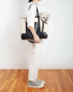 LECUONA X DOG & CO. Black Leather & Natural Canvas Luxe Dog Carrier <br>(Made In Mexico)<br>(Dog & Co. Exclusive) -Pet Sale Shop 8 e92eb617 7a19 4591 a4e7 5fcefe79b99b