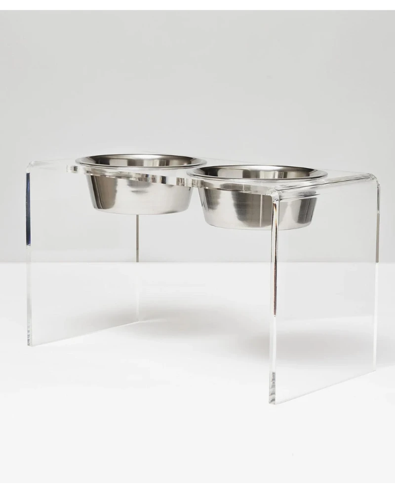 HIDDIN Clear Lucite Double Bowl Pet Feeder (Made In The USA) (Direct-Ship) 8 HIDDIN Clear Lucite Double Bowl Pet Feeder (Made In The USA) (Direct-Ship) - Image 8