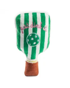 HAUTE DIGGITY DOG Green Stripe Pickleball Paddle Plush Squeaky Dog Toy -Pet Sale Shop 96