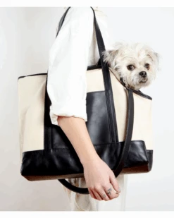 LECUONA X DOG & CO. Black Leather & Natural Canvas Luxe Dog Carrier <br>(Made In Mexico)<br>(Dog & Co. Exclusive) -Pet Sale Shop 9 e8d0981d 030c 4457 8474 7e6fa62716cd