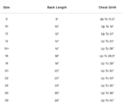 CANADA POOCH Alaskan Army Dog Parka In Salt And Pepper (FINAL SALE) 12 CANADA POOCH Alaskan Army Dog Parka In Salt And Pepper (FINAL SALE) -Pet Sale Shop CanadaPoochSizeChart