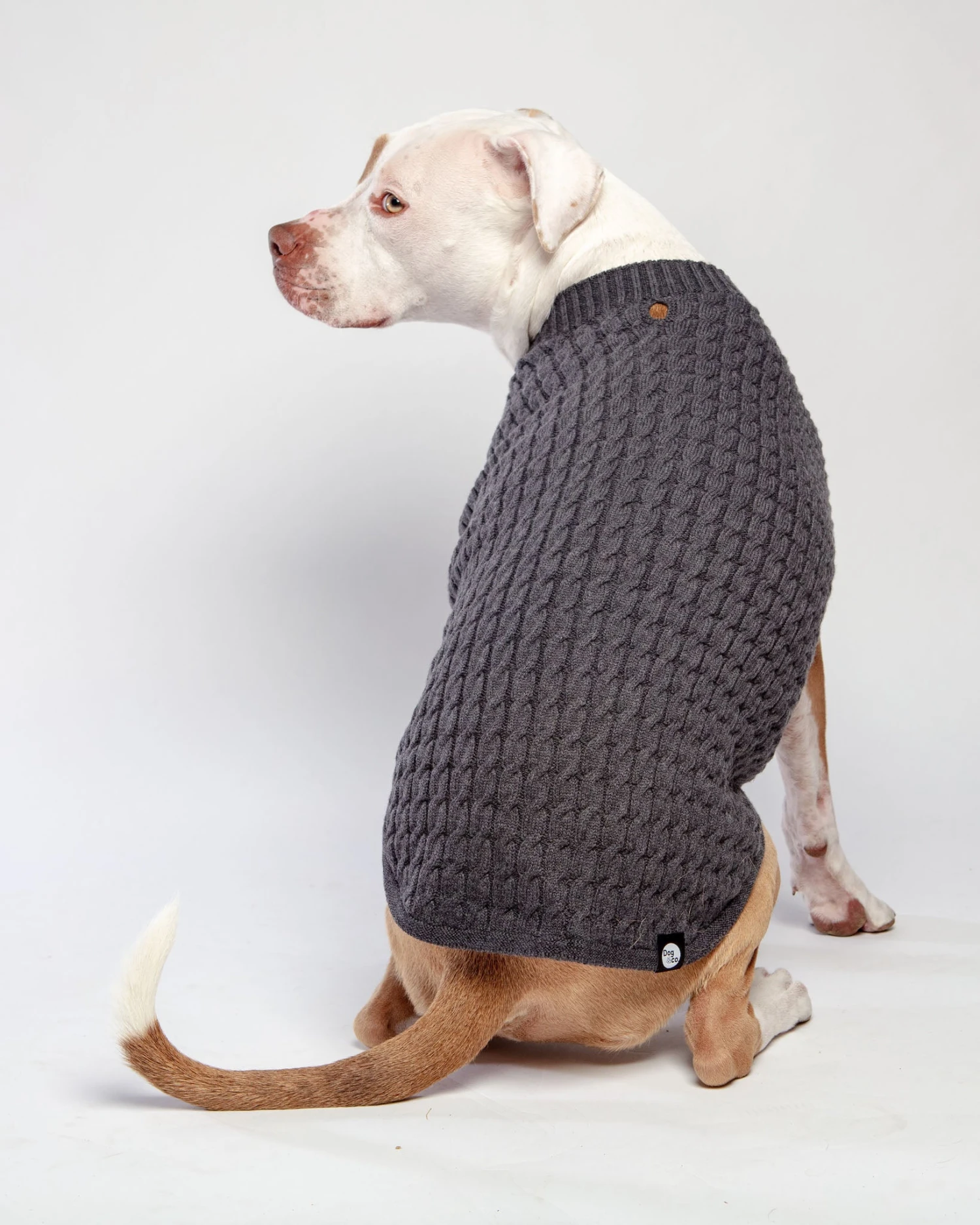 DOG & CO. COLLECTION The Uptown Cable Knit Sweater In City Slush Grey Merino Wool (Made In NYC) 3 DOG & CO. COLLECTION The Uptown Cable Knit Sweater In City Slush Grey Merino Wool (Made In NYC) - Image 3