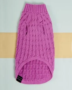 DOG & CO. COLLECTION The Uptown Cable Knit Sweater In Radiant Orchid American Cotton (Made In NYC) 11 DOG & CO. COLLECTION The Uptown Cable Knit Sweater In Radiant Orchid American Cotton (Made In NYC) -Pet Sale Shop Dog Co 1C5A0010