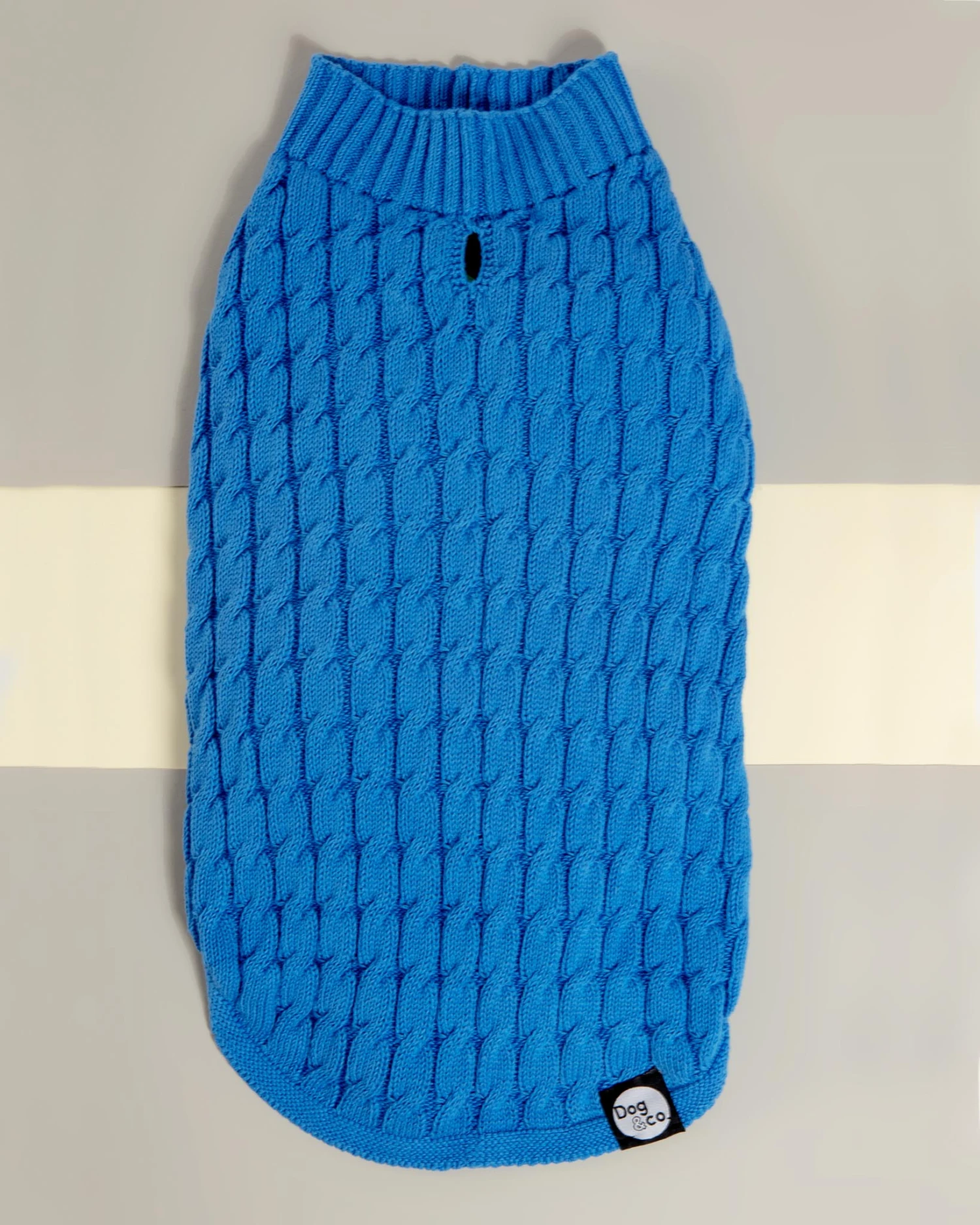 DOG & CO. COLLECTION The Uptown Cable Knit Sweater In French Blue American Cotton (Made In NYC) 2 DOG & CO. COLLECTION The Uptown Cable Knit Sweater In French Blue American Cotton (Made In NYC) - Image 2