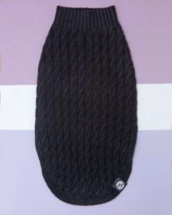 DOG & CO. COLLECTION The Uptown Cable Knit Sweater In Black Cashmere (Made In NYC) -Pet Sale Shop Dog Co 1C5A1677