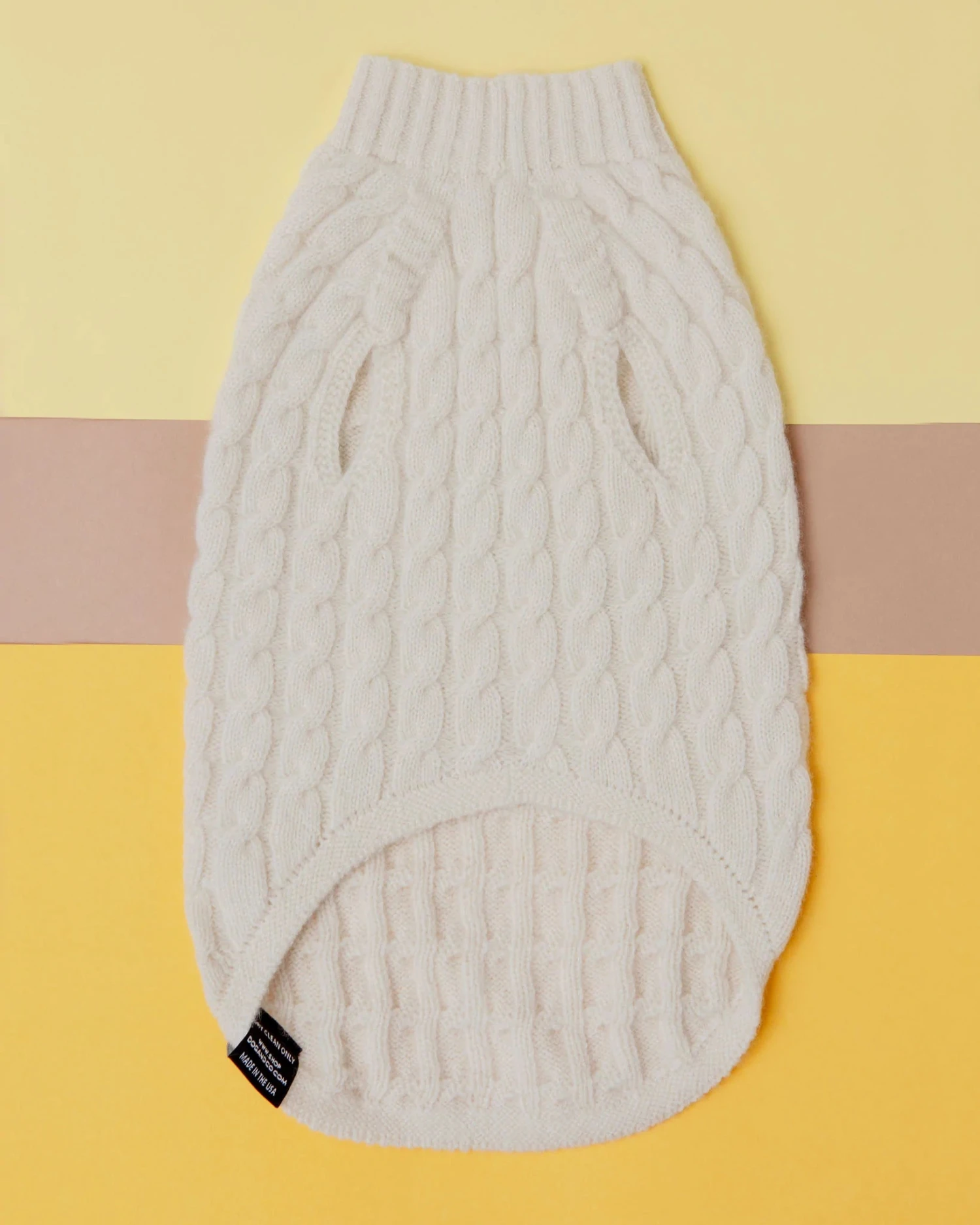 DOG & CO. COLLECTION The Uptown Cable Knit Sweater In Natural American Cotton (Made In NYC) 3 DOG & CO. COLLECTION The Uptown Cable Knit Sweater In Natural American Cotton (Made In NYC) - Image 3