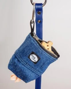 DOG & CO. COLLECTION Good Girl Bag Treat + Poop Bag Holder In Denim + Black (Made In NYC) -Pet Sale Shop Dog Co 1C5A1715