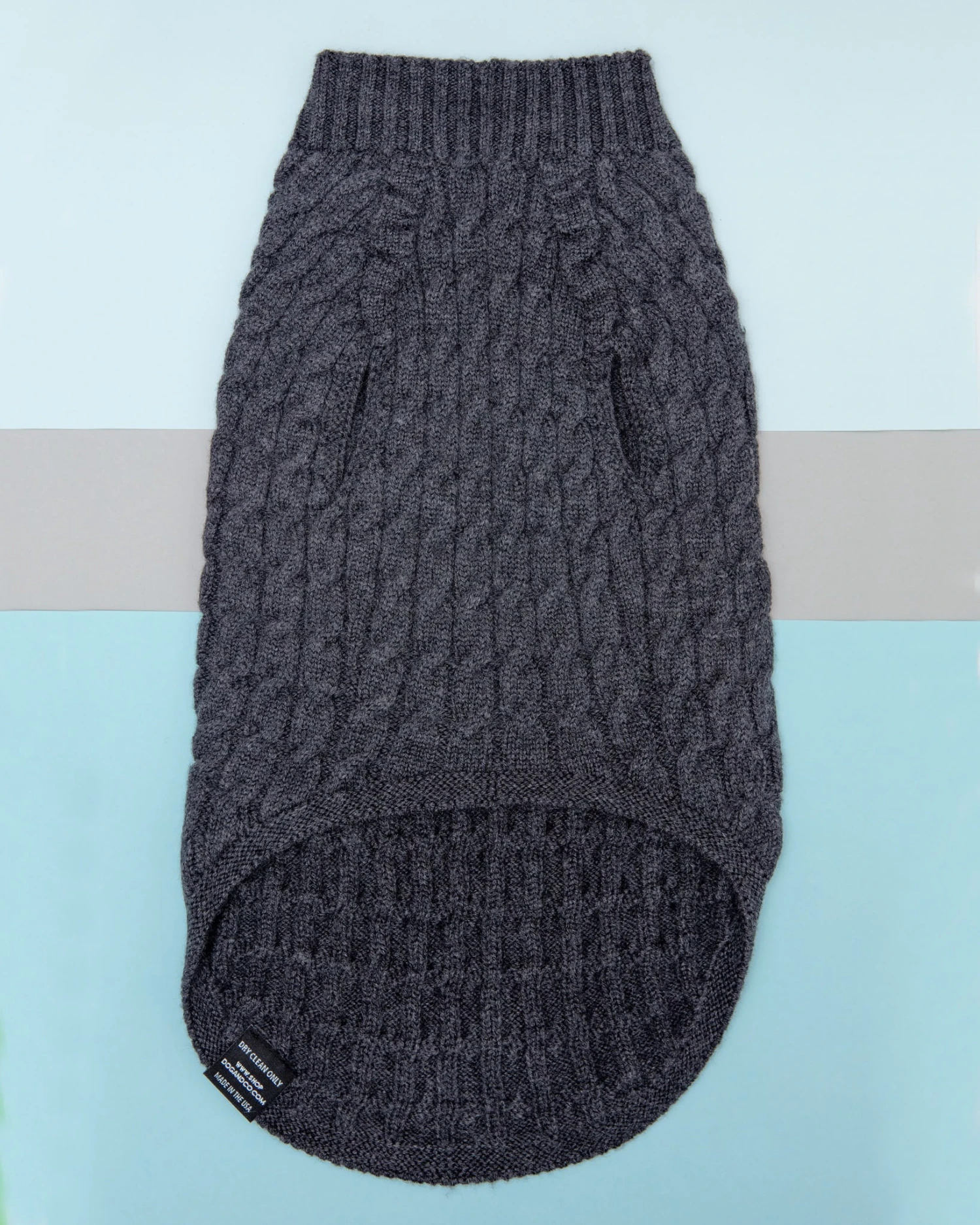 DOG & CO. COLLECTION The Uptown Cable Knit Sweater In City Slush Grey Merino Wool (Made In NYC) 6 DOG & CO. COLLECTION The Uptown Cable Knit Sweater In City Slush Grey Merino Wool (Made In NYC) - Image 6