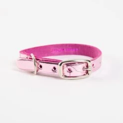 TRACEY TANNER The Cleo Leather Tag Collar In Baby Pink Crackle (DOG & CO. Exclusive)