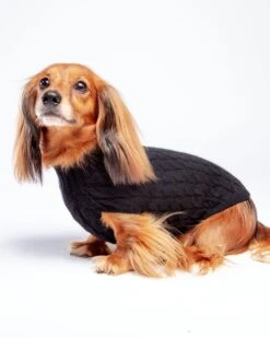 DOG & CO. COLLECTION The Uptown Cable Knit Sweater In Black Cashmere (Made In NYC)
