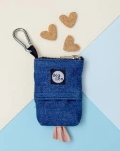 DOG & CO. COLLECTION Good Girl Bag Treat + Poop Bag Holder In Denim + Black (Made In NYC) -Pet Sale Shop Dog Co 1C5A3439