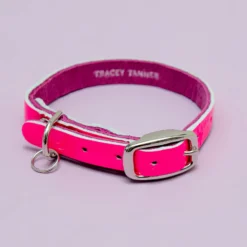 TRACEY TANNER The Cleo Leather Tag Collar In Neon Pink Patent (DOG & CO. Exclusive) 6 TRACEY TANNER The Cleo Leather Tag Collar In Neon Pink Patent (DOG & CO. Exclusive) -Pet Sale Shop Dog Co 1C5A3682