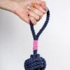 MYSTIC KNOTWORK Monkey Fist Rope Dog Toy In Navy With Pink Whipping (Made In The USA)