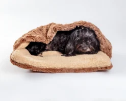 MUTTS & MITTENS Mushy Pocket Bed In Mocha Faux Fur & Sherpa (FINAL SALE) -Pet Sale Shop Dog Co 1C5A5719