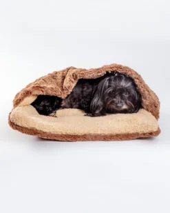 MUTTS & MITTENS Mushy Pocket Bed In Mocha Faux Fur & Sherpa (FINAL SALE)