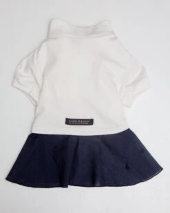 COLETTE ET GASTON Soft Dog Dress In White & Navy