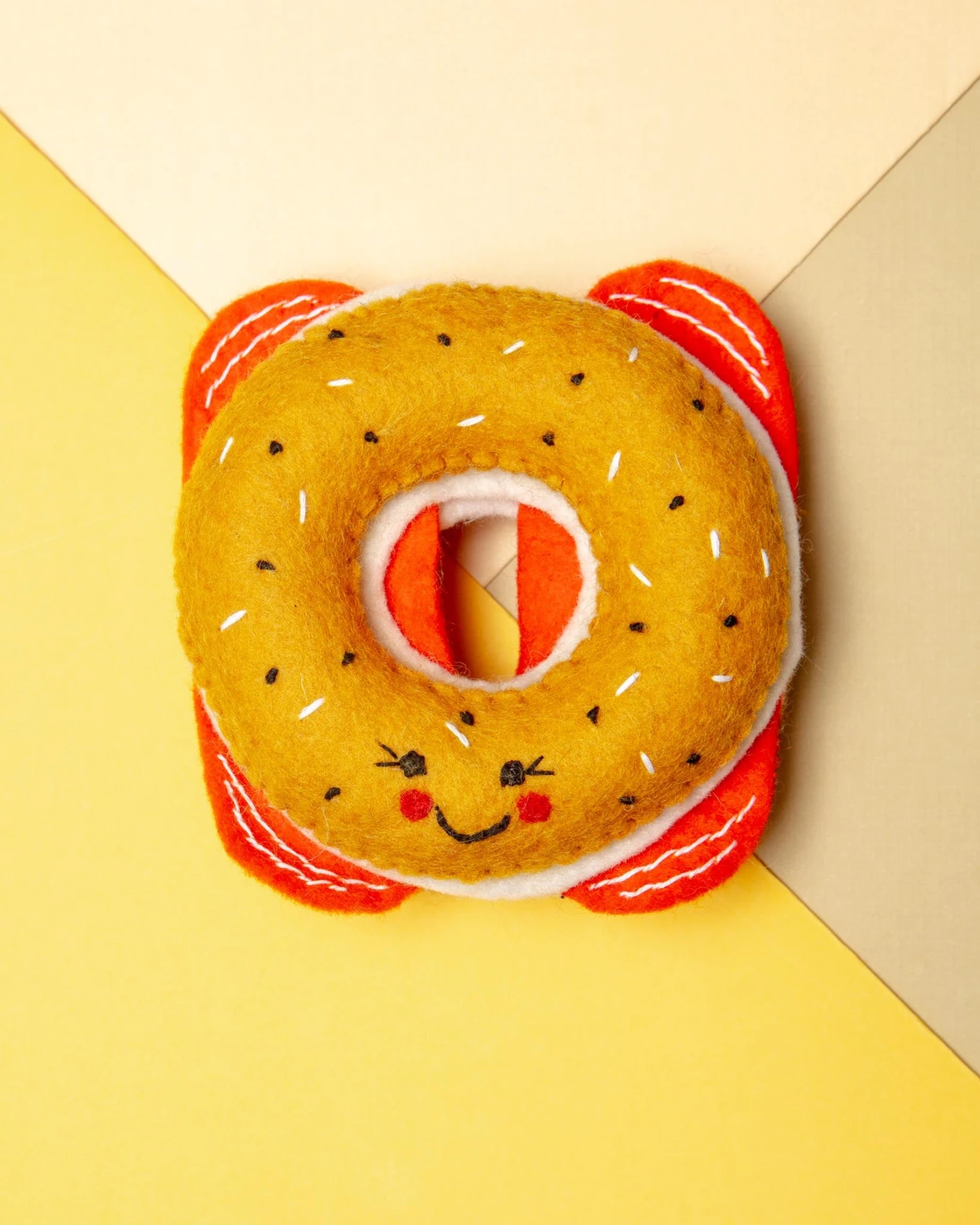 GONE TO THE DOGS Wool Bagel Squeaky Dog Toy 2 GONE TO THE DOGS Wool Bagel Squeaky Dog Toy - Image 2