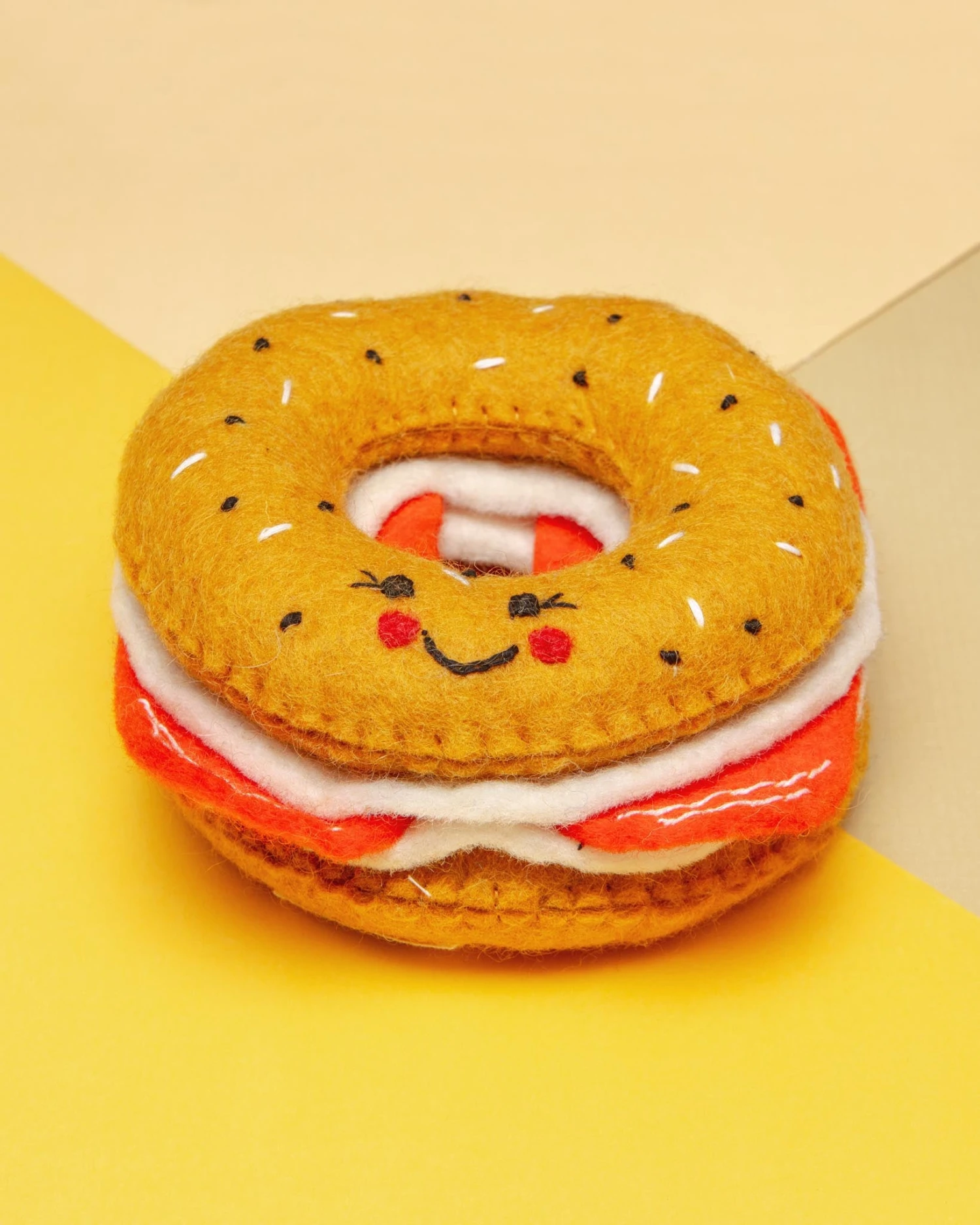 GONE TO THE DOGS Wool Bagel Squeaky Dog Toy 1 GONE TO THE DOGS Wool Bagel Squeaky Dog Toy