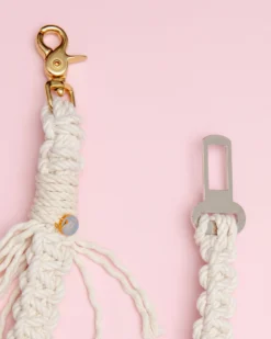 EMBER & IVORY Macrame Seat Belt Dog Restraint In Natural (Made In The USA) -Pet Sale Shop Dog Co 1C5A7591a