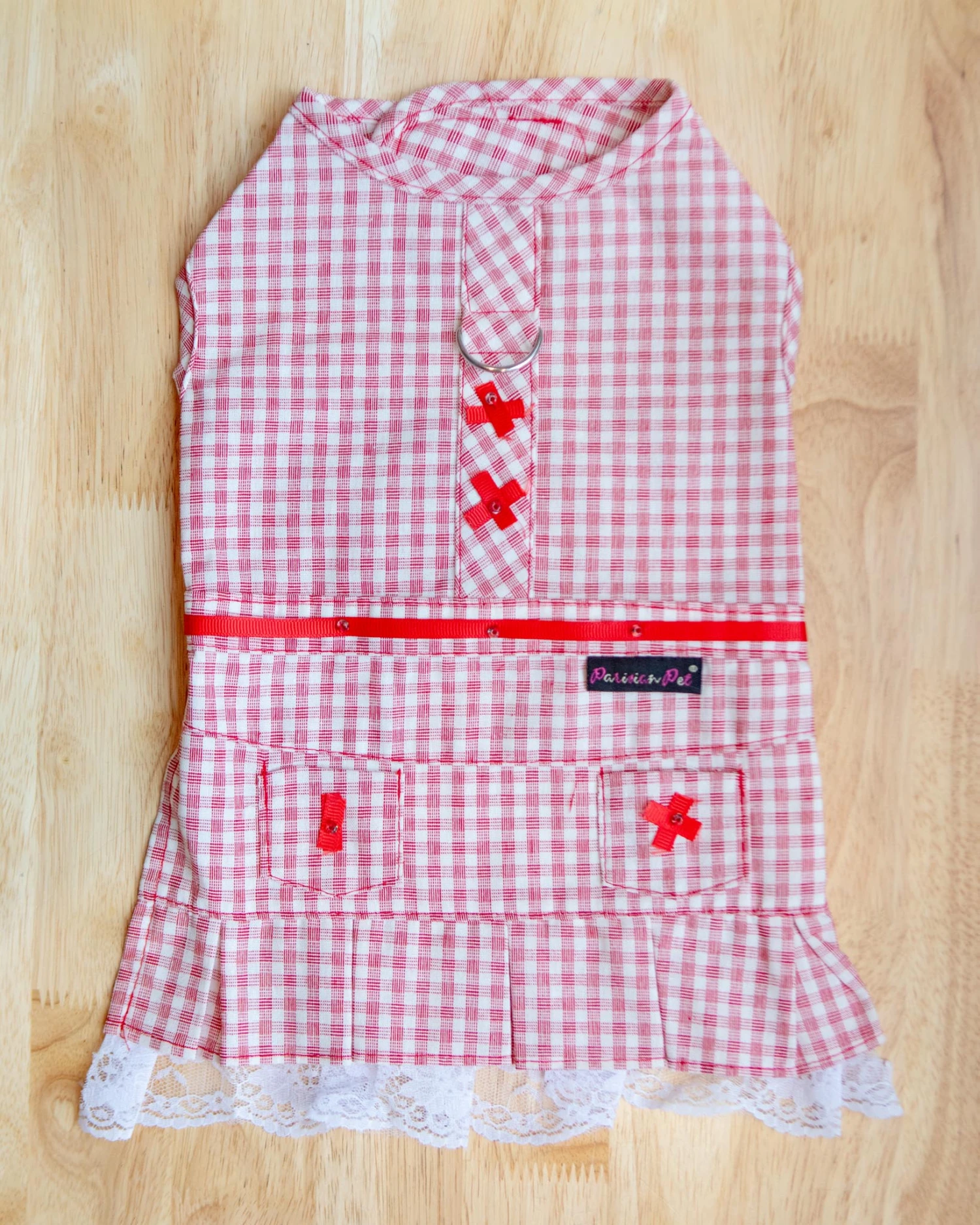 PARISIAN PETS Red Check Picnic Dress For Dogs 2 PARISIAN PETS Red Check Picnic Dress For Dogs - Image 2
